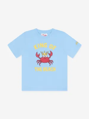 MC2 Saint Barth Boys King Crab Party T-Shirt in Blue
