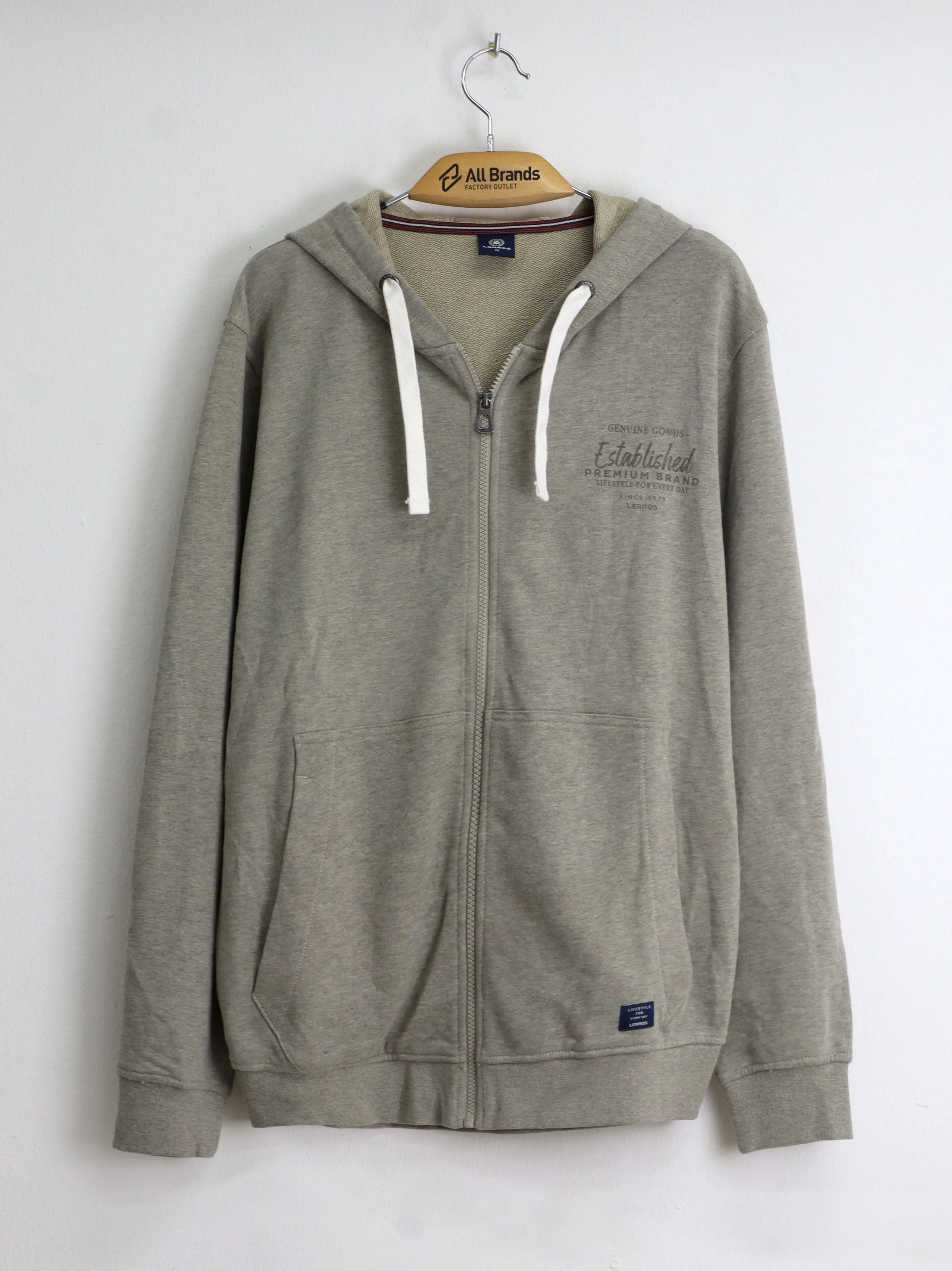 Men's Printed Zipped Up Hoodie,Light Beige