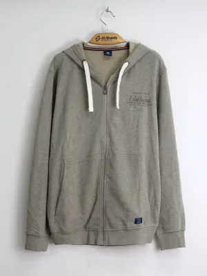 Men's Printed Zipped Up Hoodie,Light Beige
