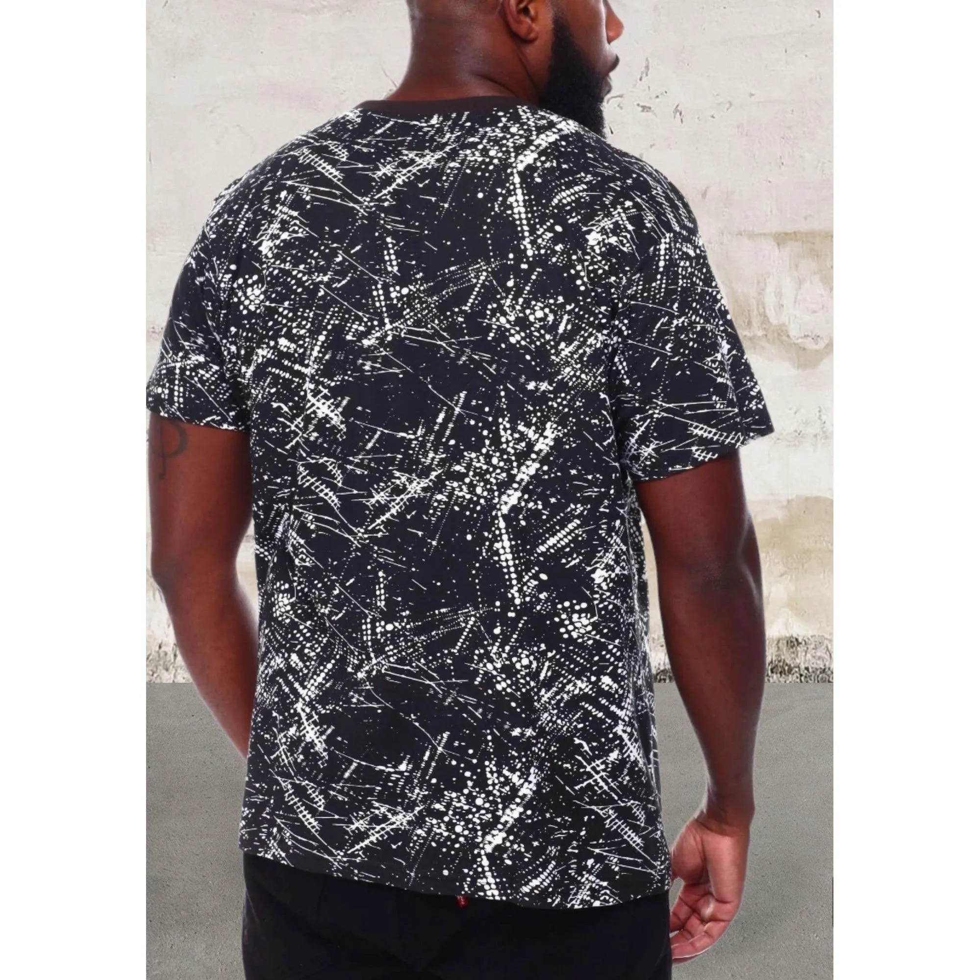 Men's short sleeve over print crewneck top