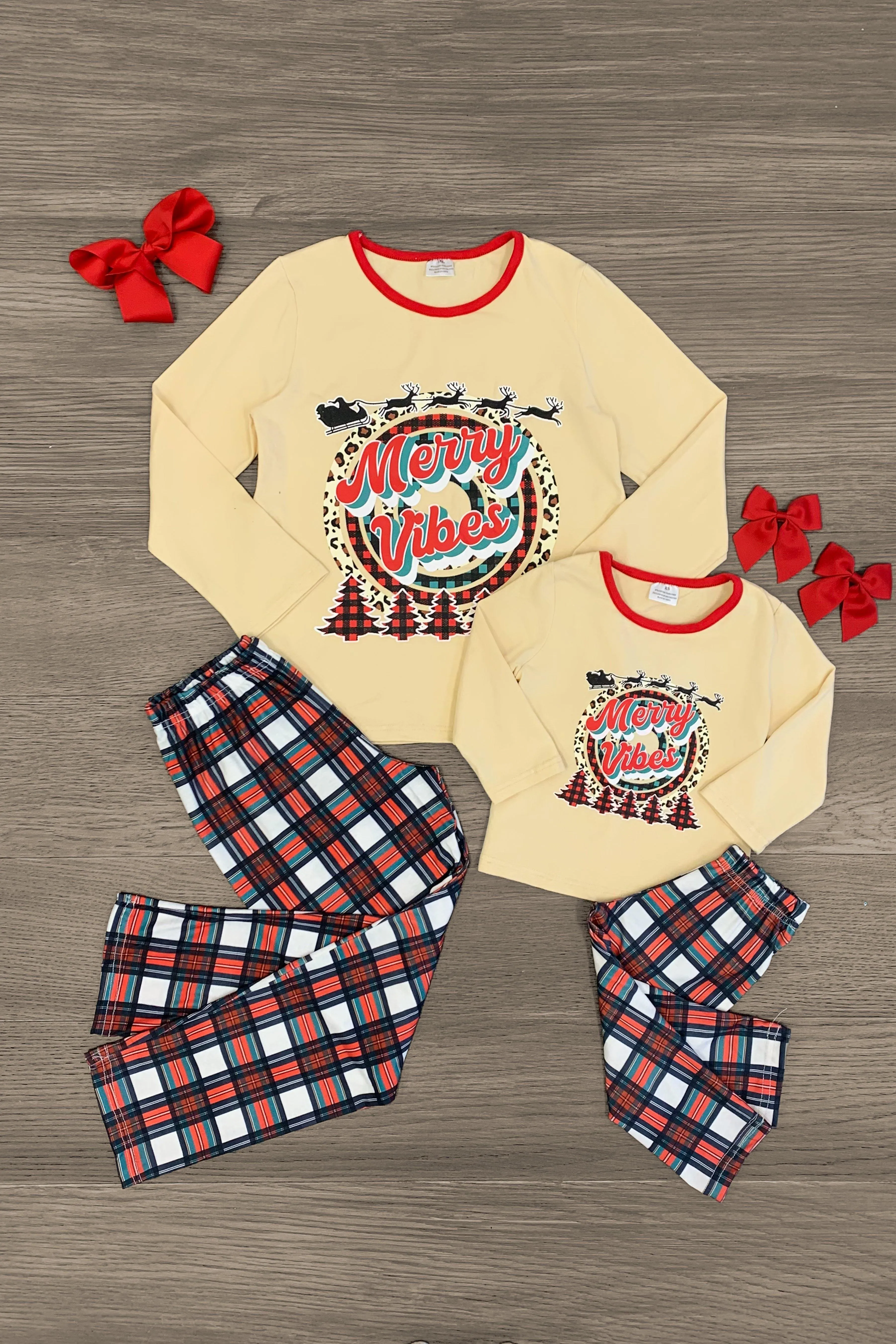 Mom & Me - "Merry Vibes" Plaid Pajamas