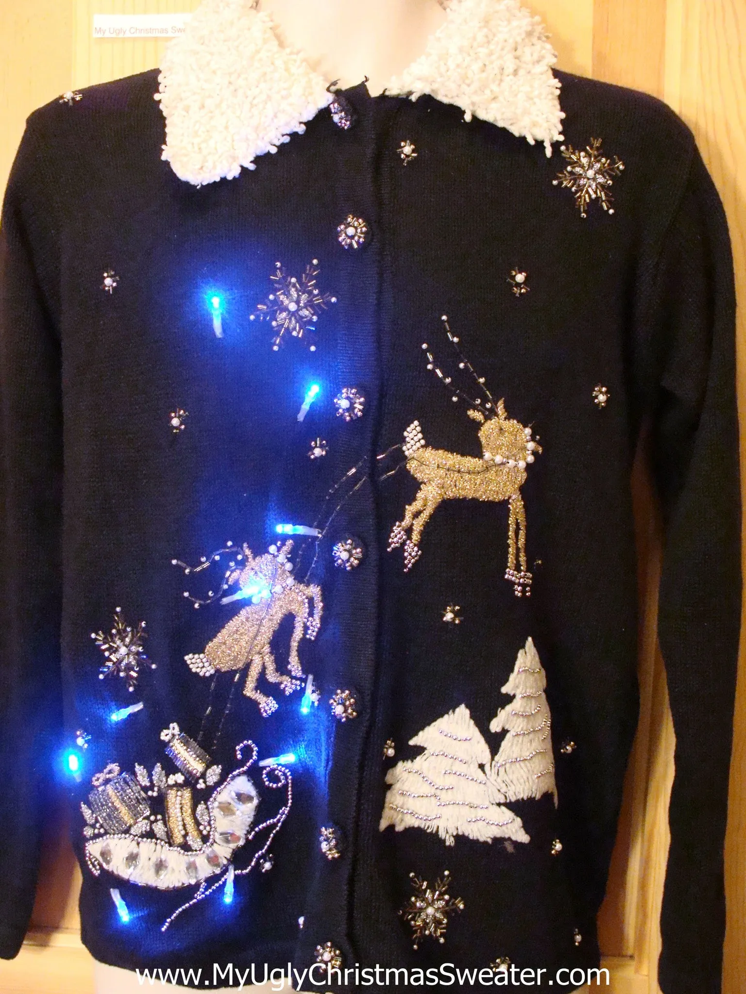 Need to Buy Christmas Sweaters? Light Up Sweater with Reindeer Sleigh