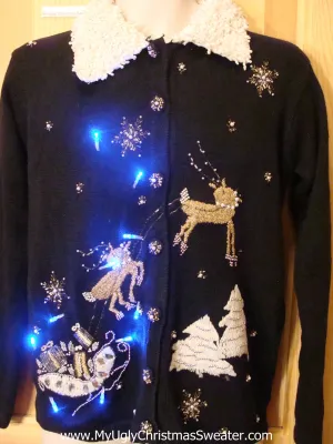 Need to Buy Christmas Sweaters? Light Up Sweater with Reindeer Sleigh