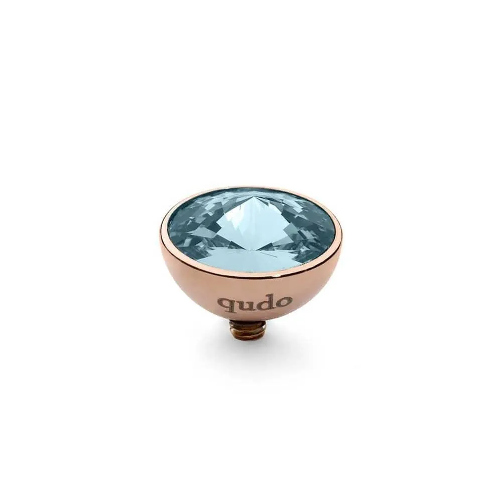 Qudo Rose gold aquamarine swarovski 11.5mm bottone ring top 627898