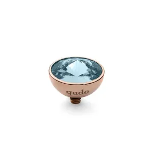 Qudo Rose gold aquamarine swarovski 11.5mm bottone ring top 627898