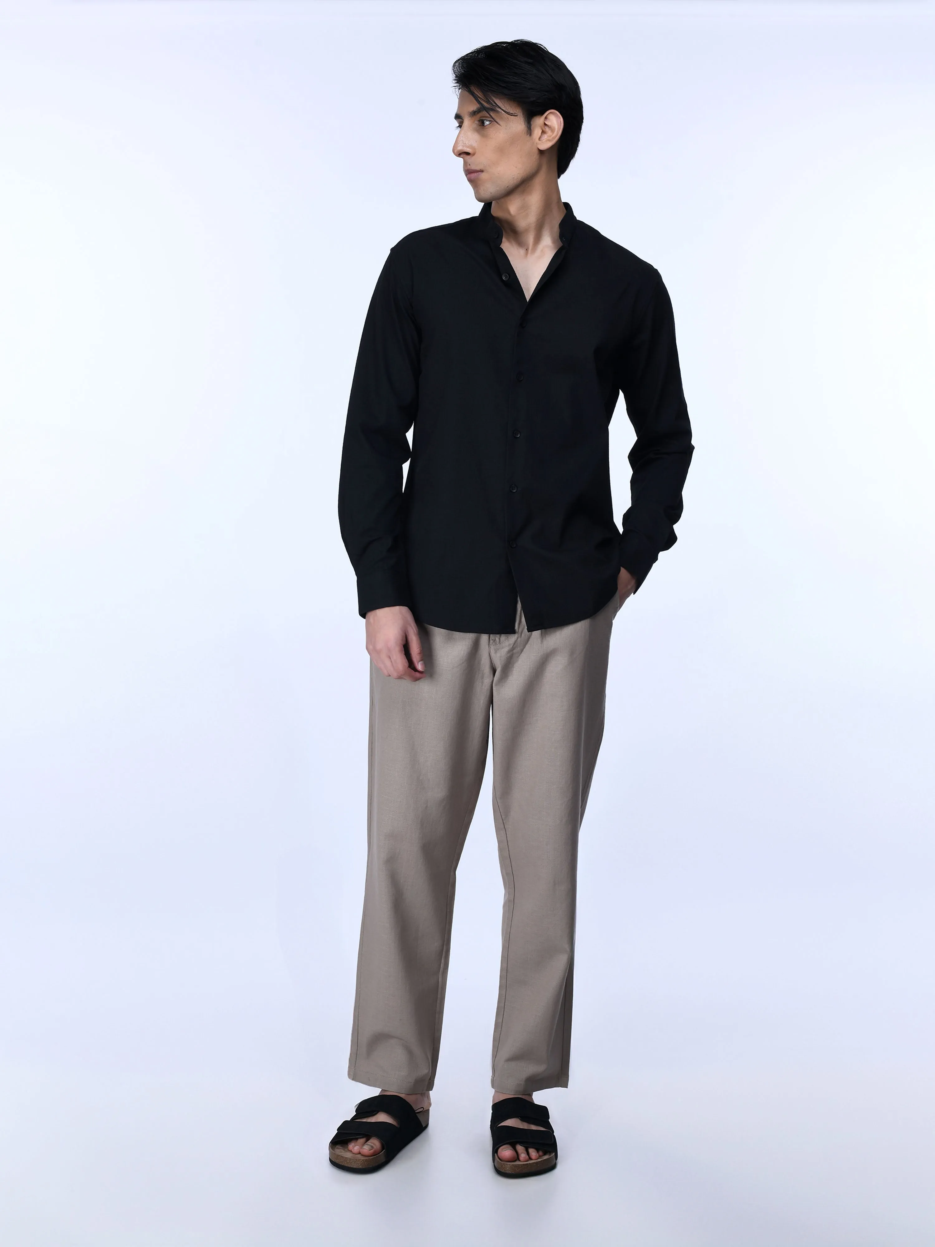 Raw Slub Relaxed Beige Flexiwaist Pants