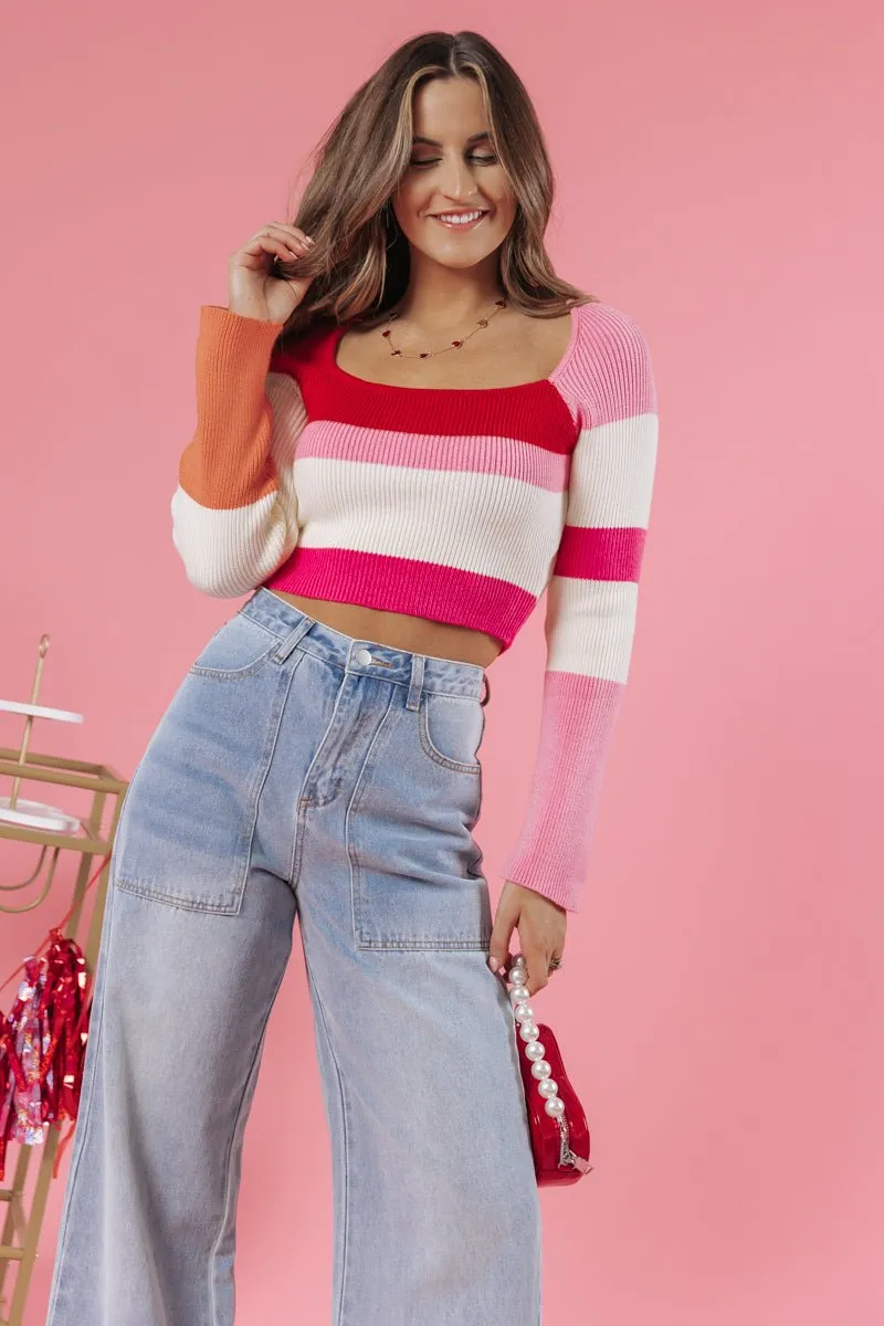 Red Color Block Striped Top - FINAL SALE