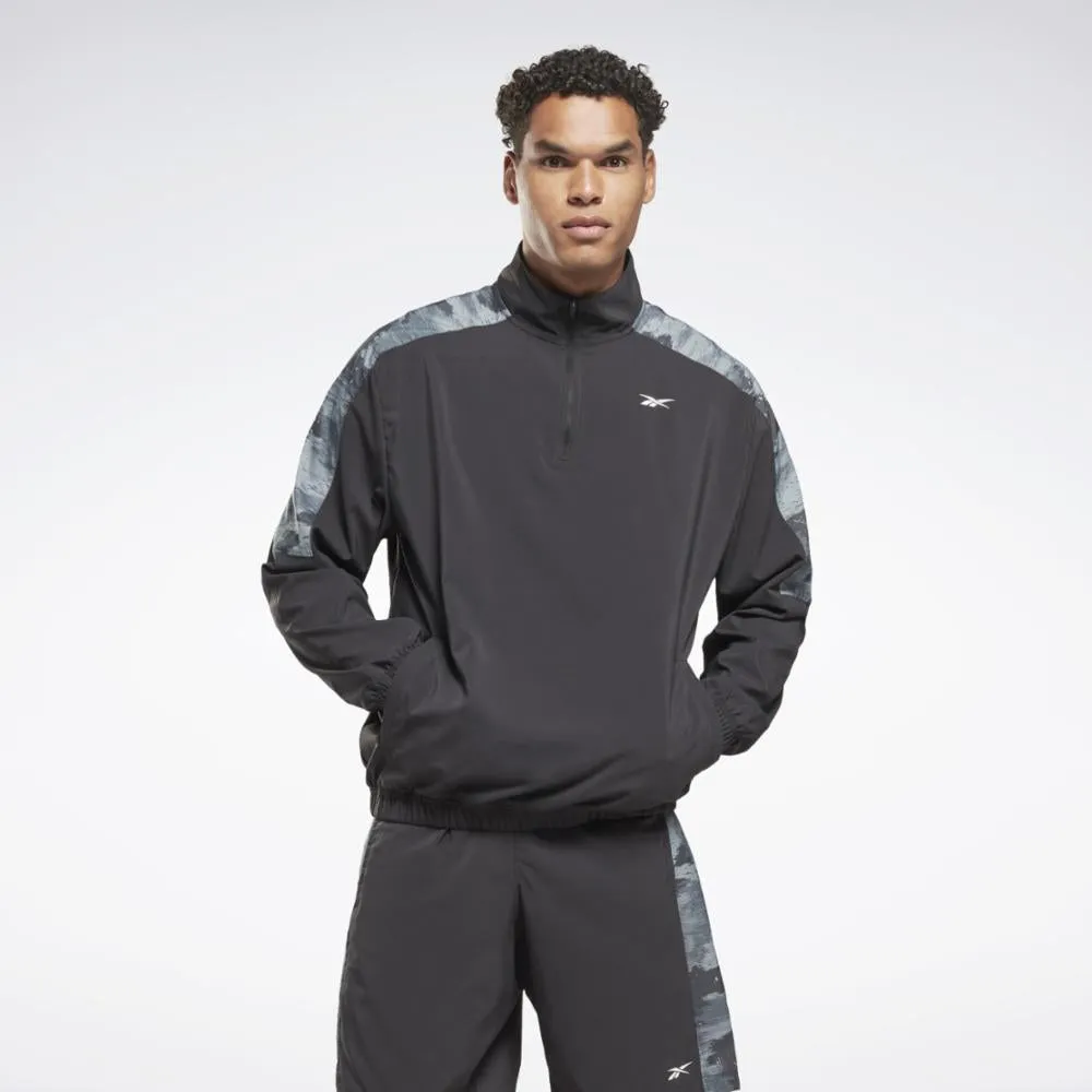 Reebok Apparel Men Training Camo 1/4 Zip Long-Sleeve Top NGHBLK