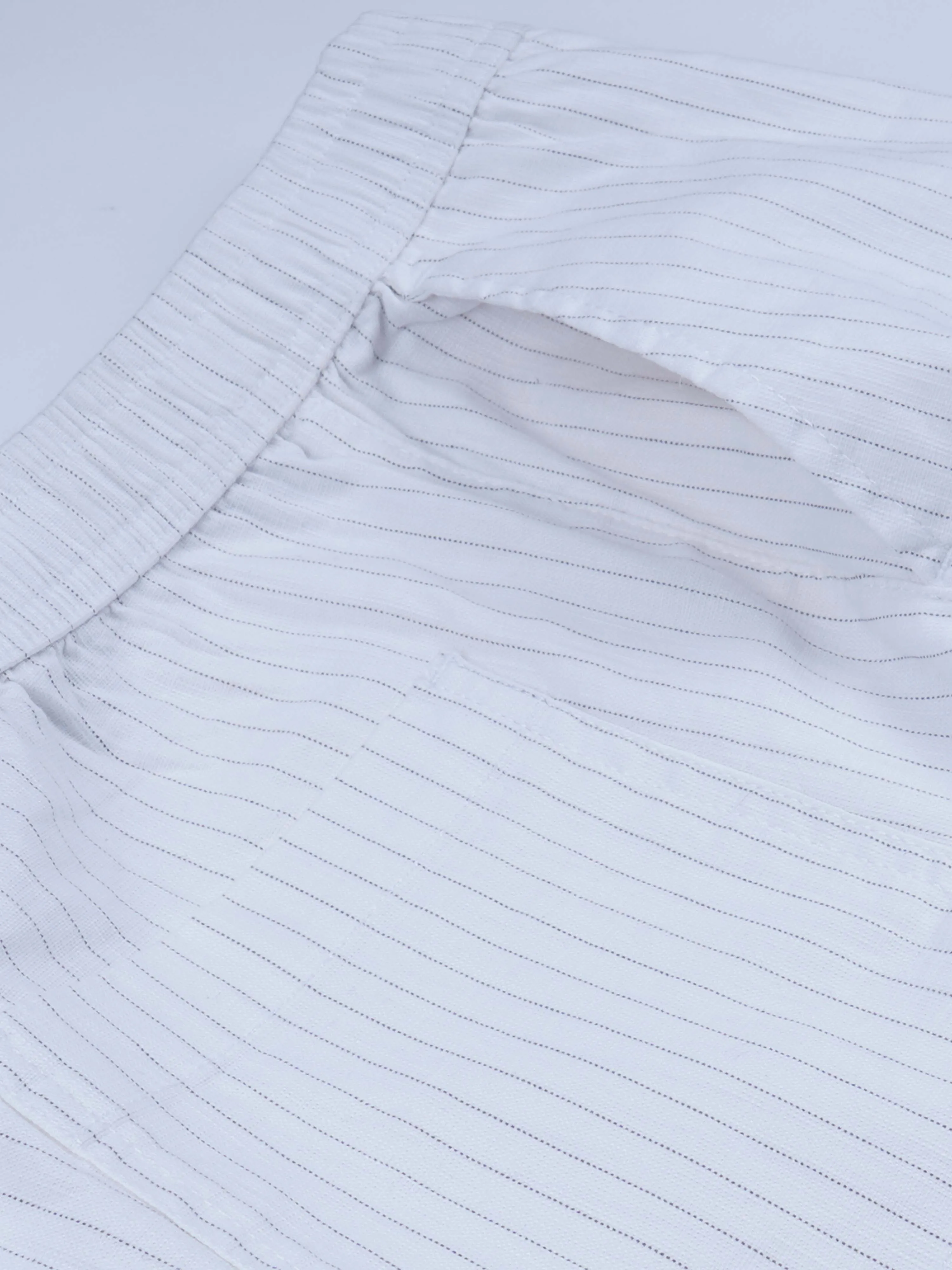 Relaxed Striped White Cotton Pants