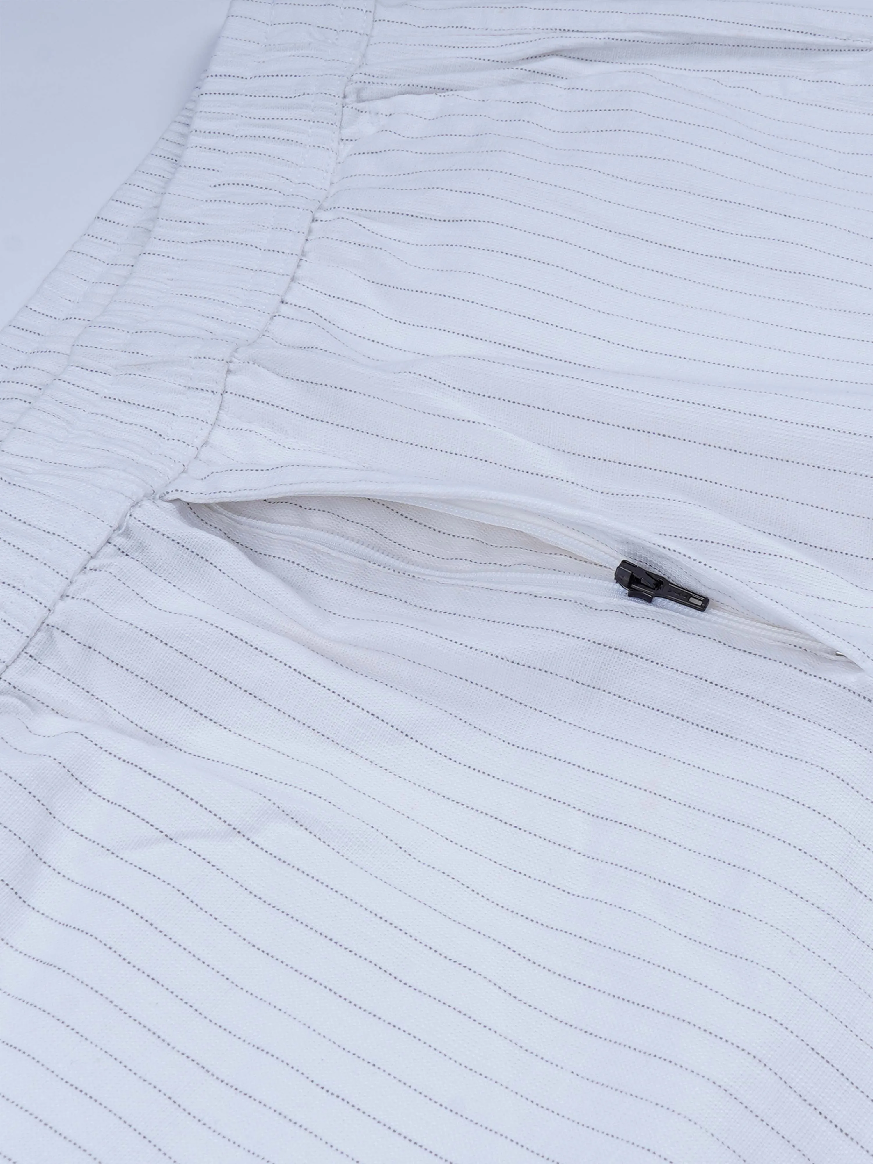 Relaxed Striped White Cotton Pants