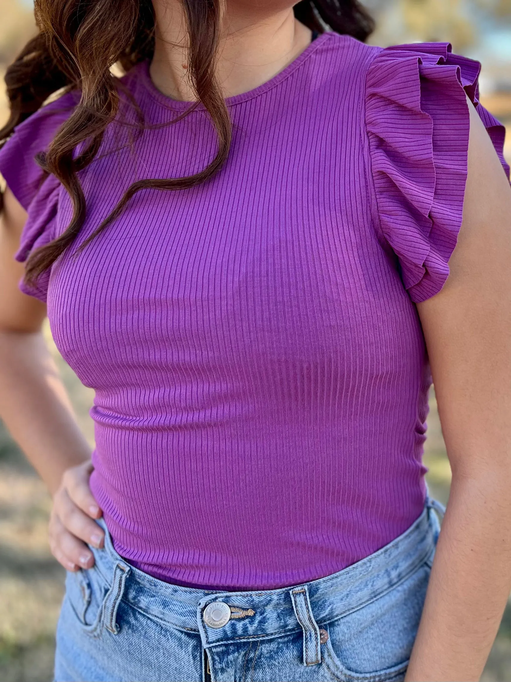 Ruffle Sleeve Bodysuit- 4 Colors