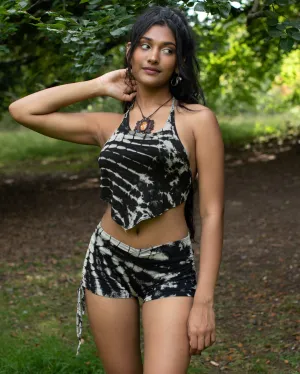 Tie Dye Hot Pants Black Fractal