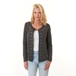 Vocal, cotton, Short Jacket with Grommets in charcoal