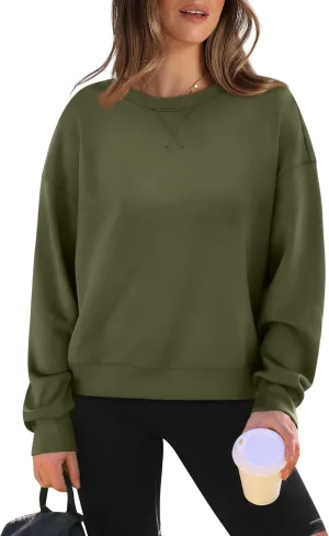 WIHOLL Womens Long Sleeve Crop Tops Crewneck Pullover Shirts Lightweight Sweatshirts 2024 Fall Fashion Clothes