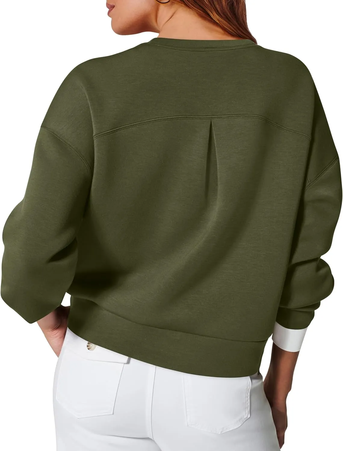 WIHOLL Womens Long Sleeve Crop Tops Crewneck Pullover Shirts Lightweight Sweatshirts 2024 Fall Fashion Clothes
