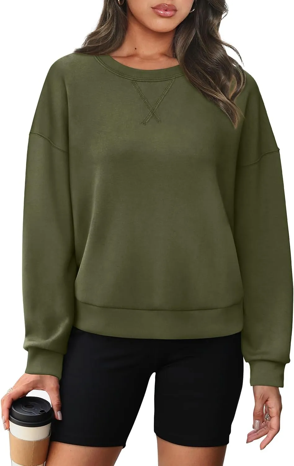 WIHOLL Womens Long Sleeve Crop Tops Crewneck Pullover Shirts Lightweight Sweatshirts 2024 Fall Fashion Clothes